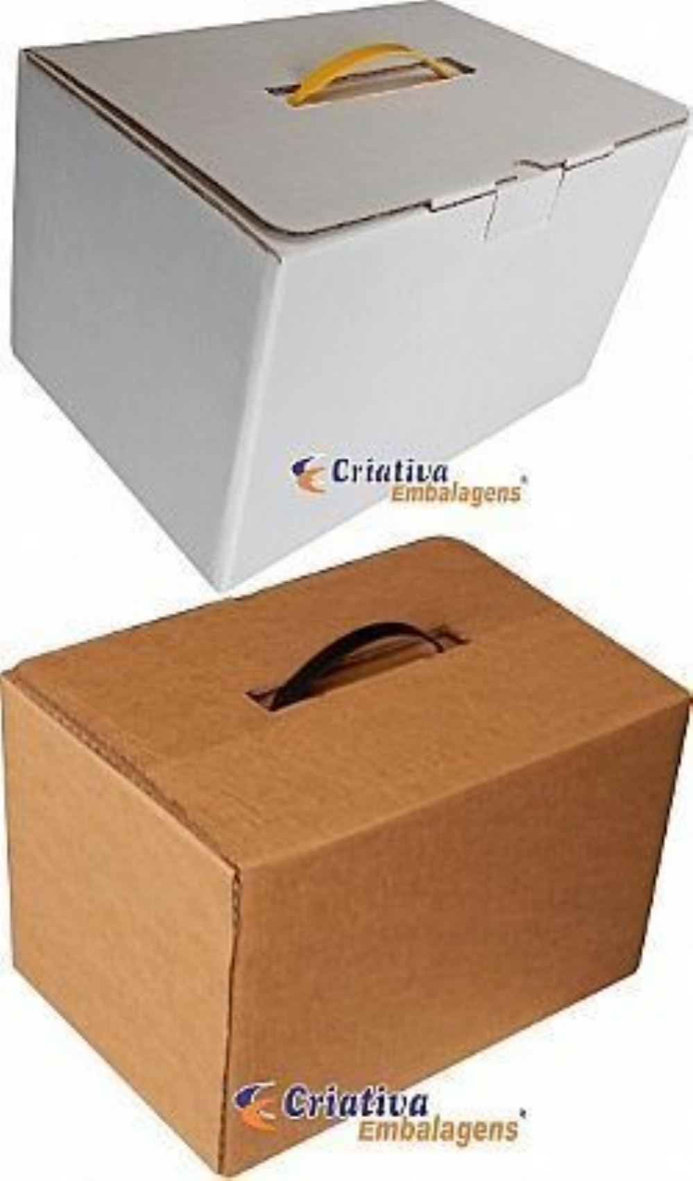 Caixa com abas superiores sobrepostas 20x20x13cm com ala